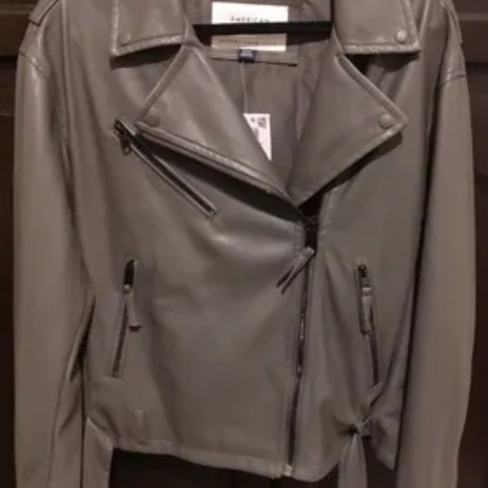 American Eagle Outfitters Charcoal Leather Jacket